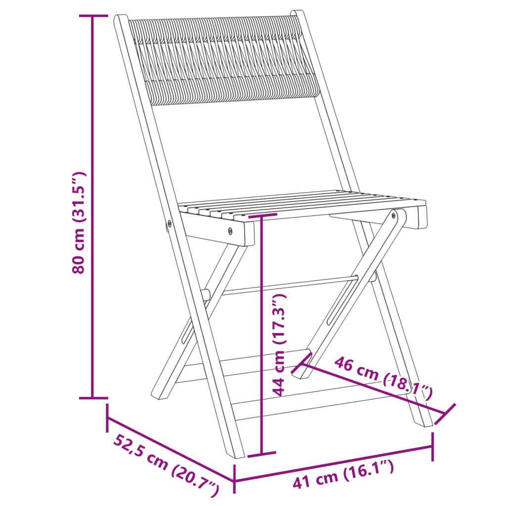 vidaXL Bistrostühle 2 Stk. Beige Massivholz Akazie und Kordel