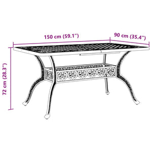 vidaXL Gartentisch Bronzen 150x90x72 cm Aluminiumguss