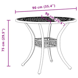 vidaXL Gartentisch Schwarz Ø90x75 cm Aluminiumguss