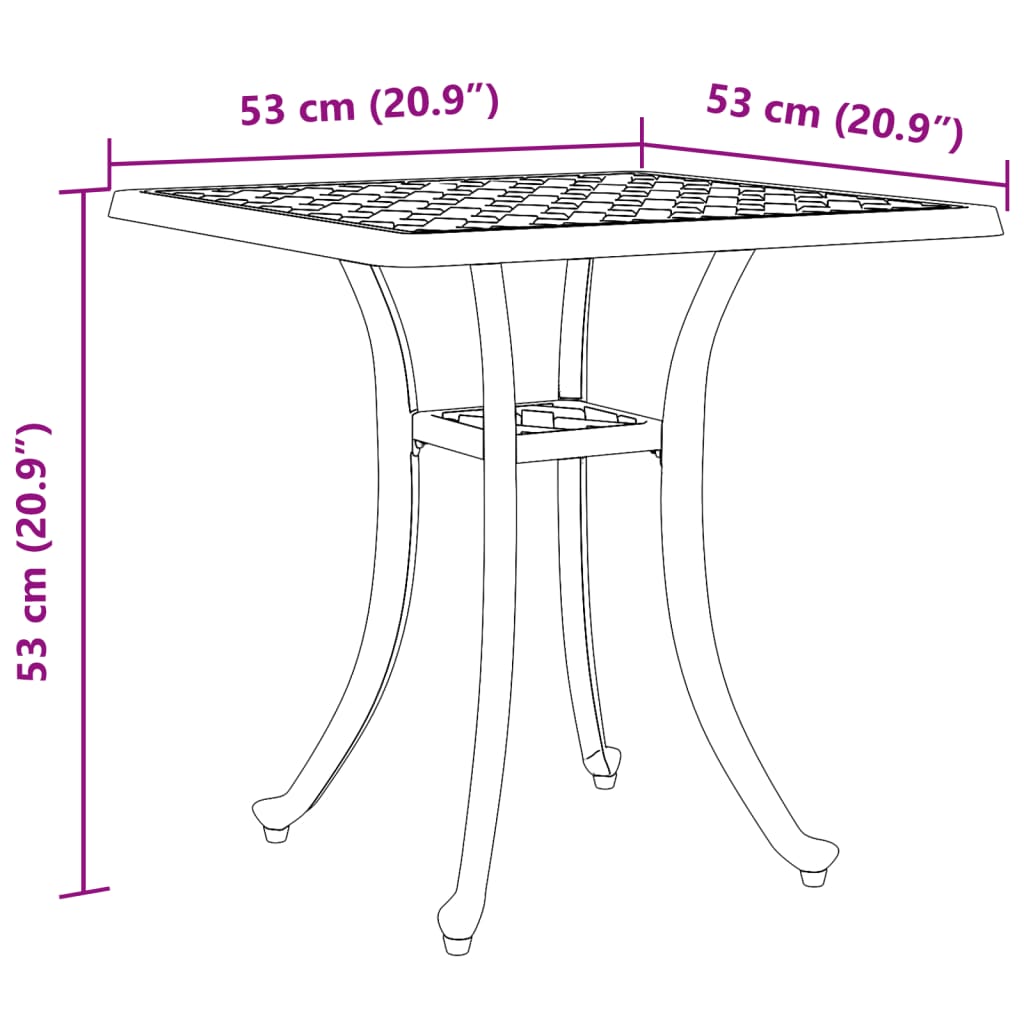 vidaXL Gartentisch Schwarz 53x53x53 cm Aluminiumguss