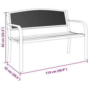 vidaXL Gartenbank 119 cm Schwarz Stahl