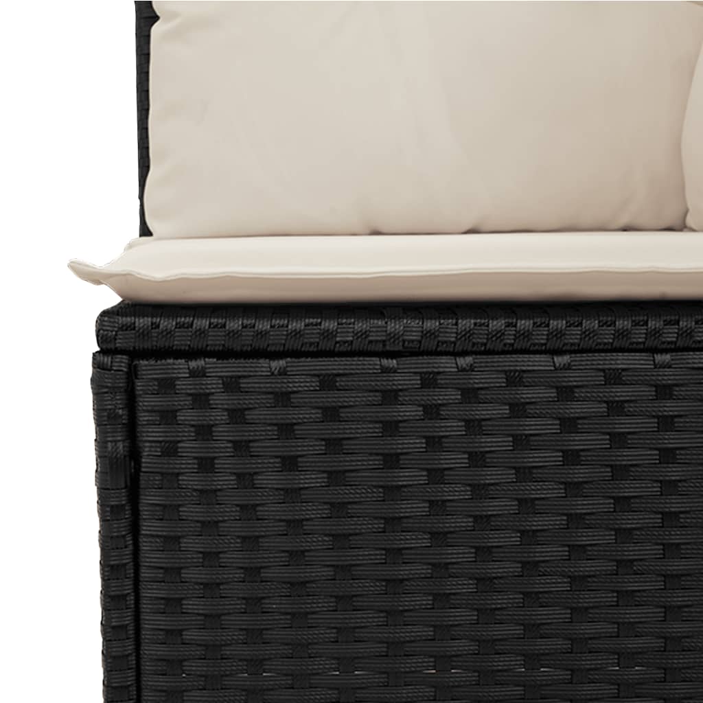 vidaXL Gartenbank Verstellbar mit Kissen Schwarz Poly Rattan