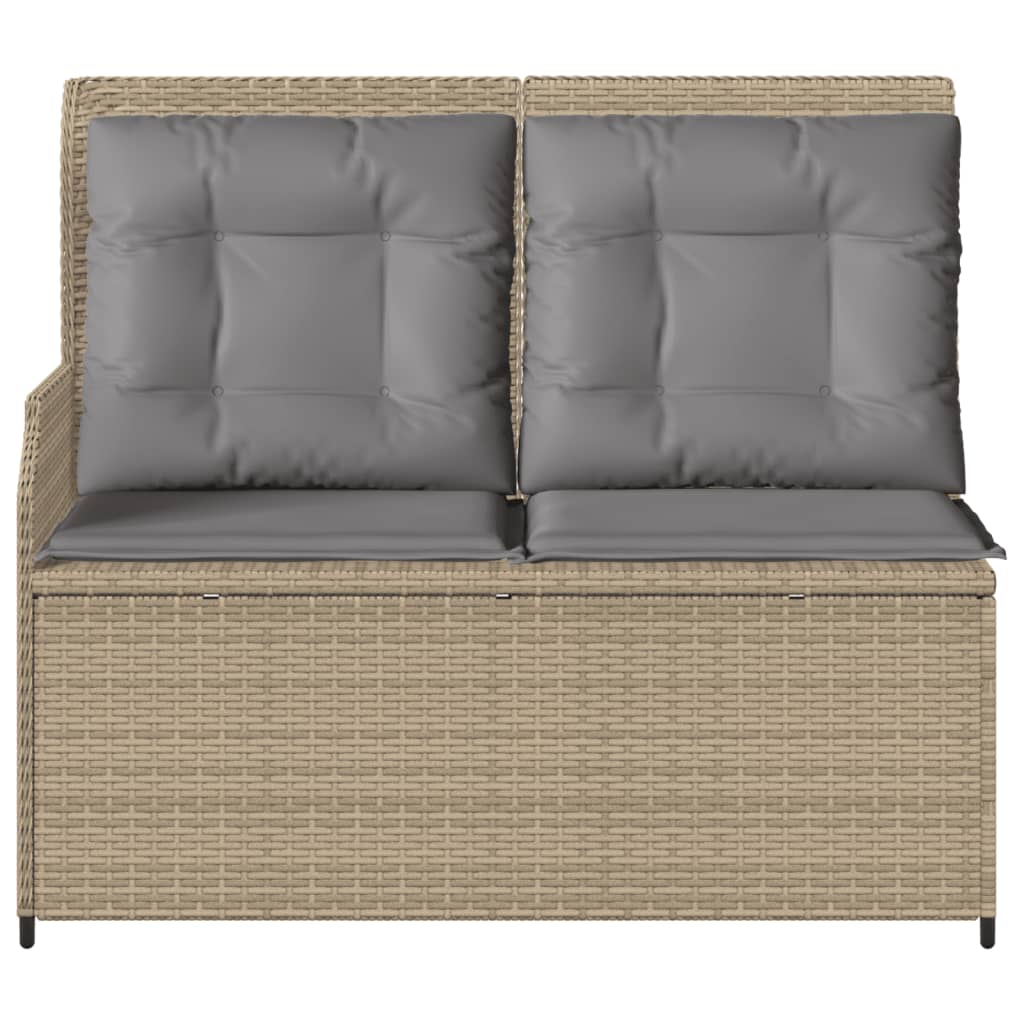 vidaXL Gartenbank Verstellbar mit Kissen Beige Poly Rattan