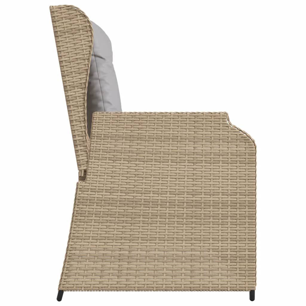 vidaXL Gartenbank Verstellbar mit Kissen Beige Poly Rattan