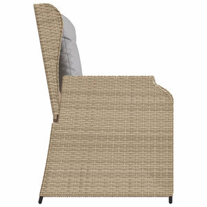 vidaXL Gartenbank Verstellbar mit Kissen Beige Poly Rattan