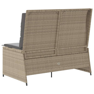 vidaXL Gartenbank Verstellbar mit Kissen Beige Poly Rattan