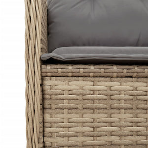 vidaXL Gartenbank Verstellbar mit Kissen Beige Poly Rattan