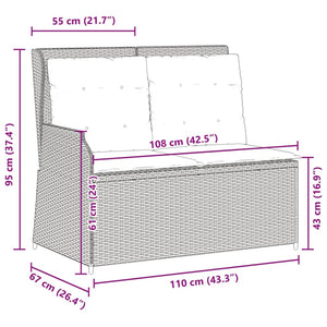 vidaXL Gartenbank Verstellbar mit Kissen Beige Poly Rattan