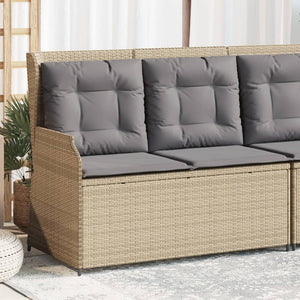 vidaXL Gartenbank Verstellbar mit Kissen Beige Poly Rattan