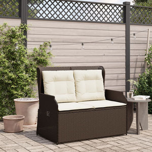 vidaXL Gartenbank Verstellbar mit Kissen Braun Poly Rattan