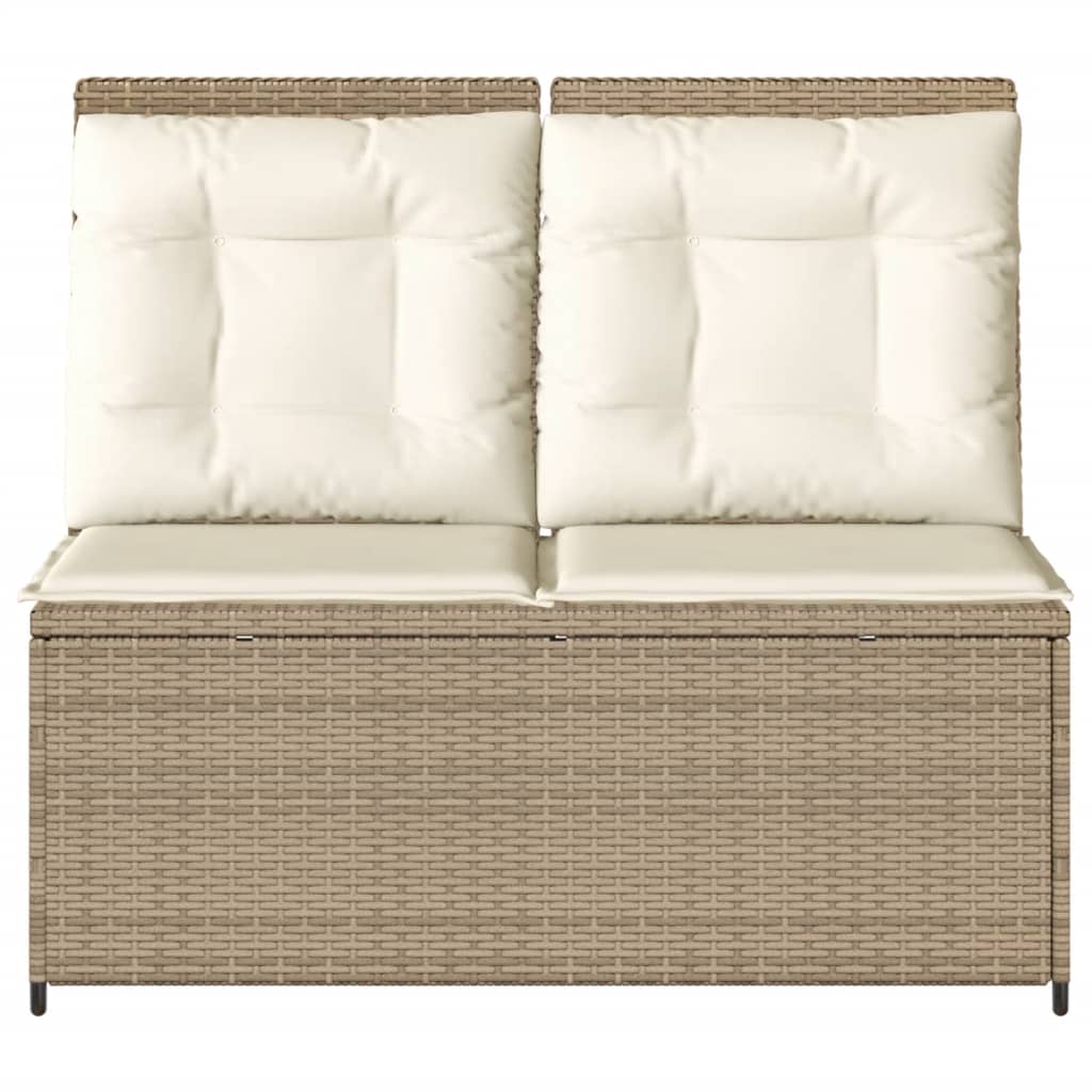 vidaXL Gartenbank Verstellbar mit Kissen Beige Poly Rattan