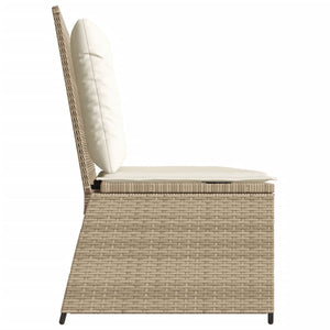 vidaXL Gartenbank Verstellbar mit Kissen Beige Poly Rattan