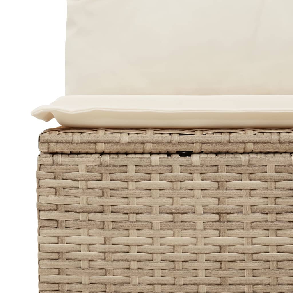 vidaXL Gartenbank Verstellbar mit Kissen Beige Poly Rattan