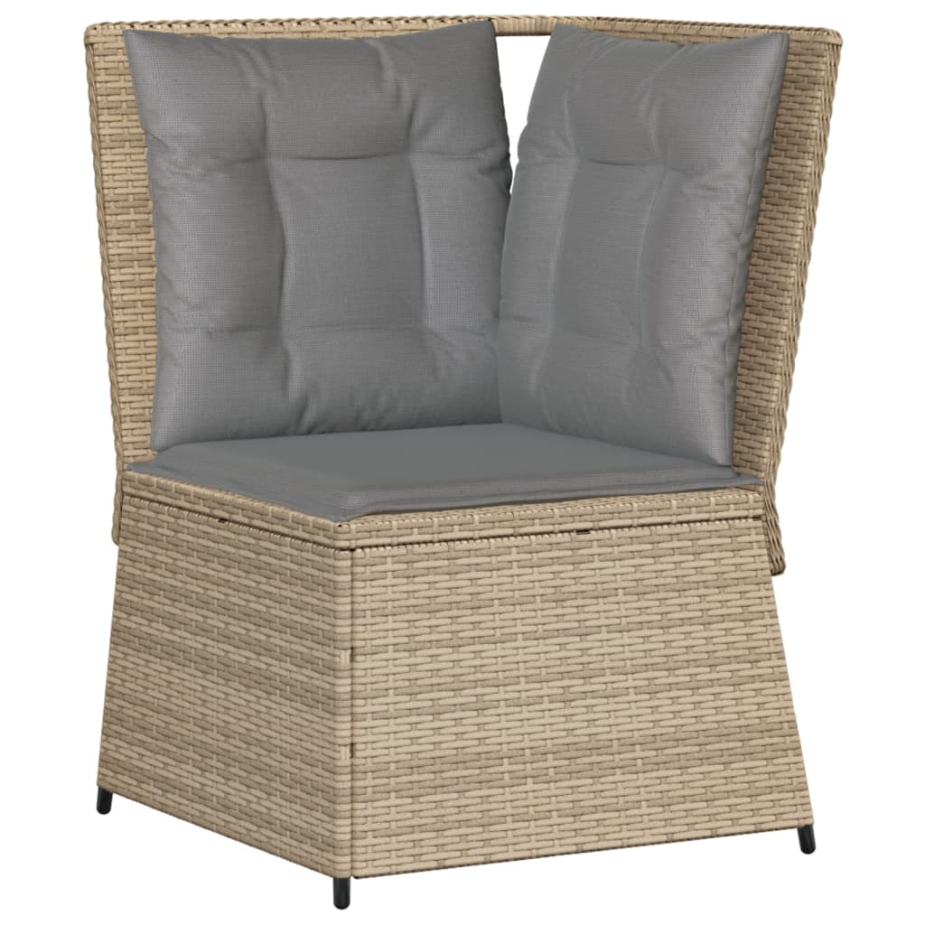 vidaXL Garten-Ecksofa mit Kissen Beige Poly Rattan