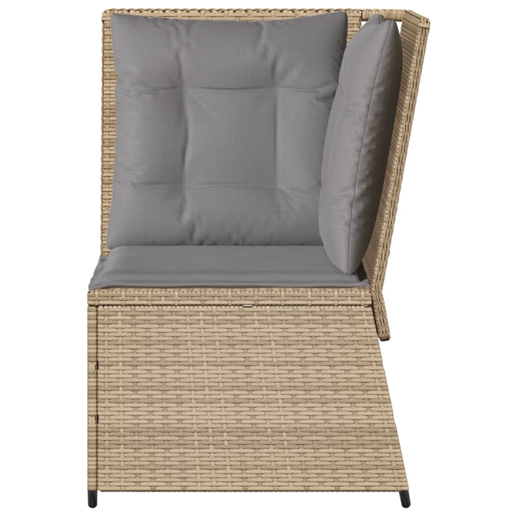 vidaXL Garten-Ecksofa mit Kissen Beige Poly Rattan