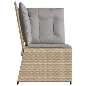 vidaXL Garten-Ecksofa mit Kissen Beige Poly Rattan