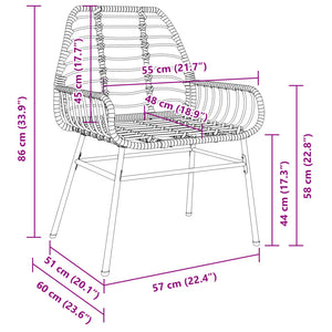 vidaXL Gartenstühle 2 Stk. Braun Poly Rattan