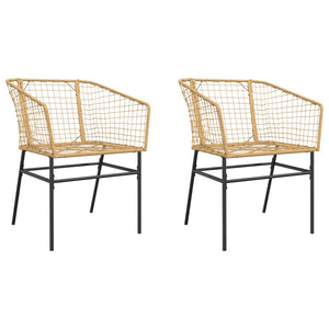 vidaXL Gartenstühle 2 Stk. Braun Poly Rattan