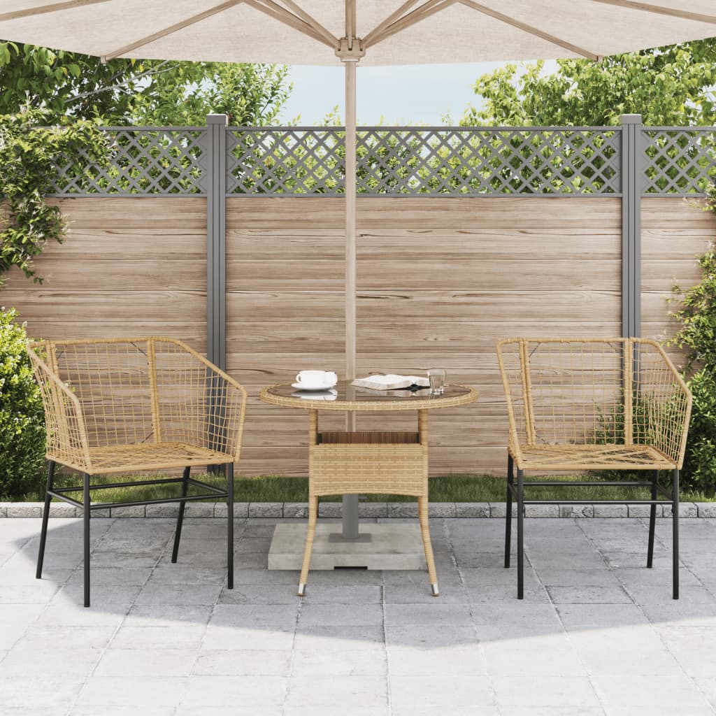 vidaXL Gartenstühle 2 Stk. Braun Poly Rattan