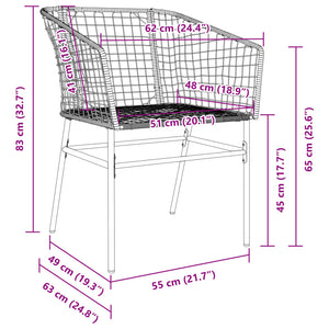 vidaXL Gartenstühle 2 Stk. Braun Poly Rattan