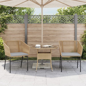 vidaXL Gartenstühle 2 Stk. mit Kissen Braun Poly Rattan