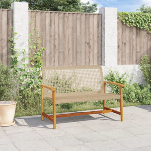 vidaXL Gartenbank Beige 112 cm Poly Rattan und Akazienholz