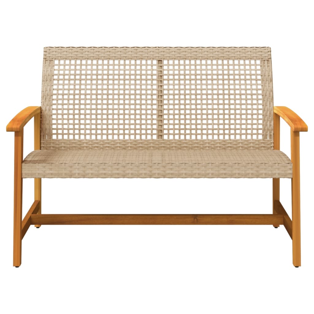 vidaXL Gartenbank Beige 112 cm Poly Rattan und Akazienholz