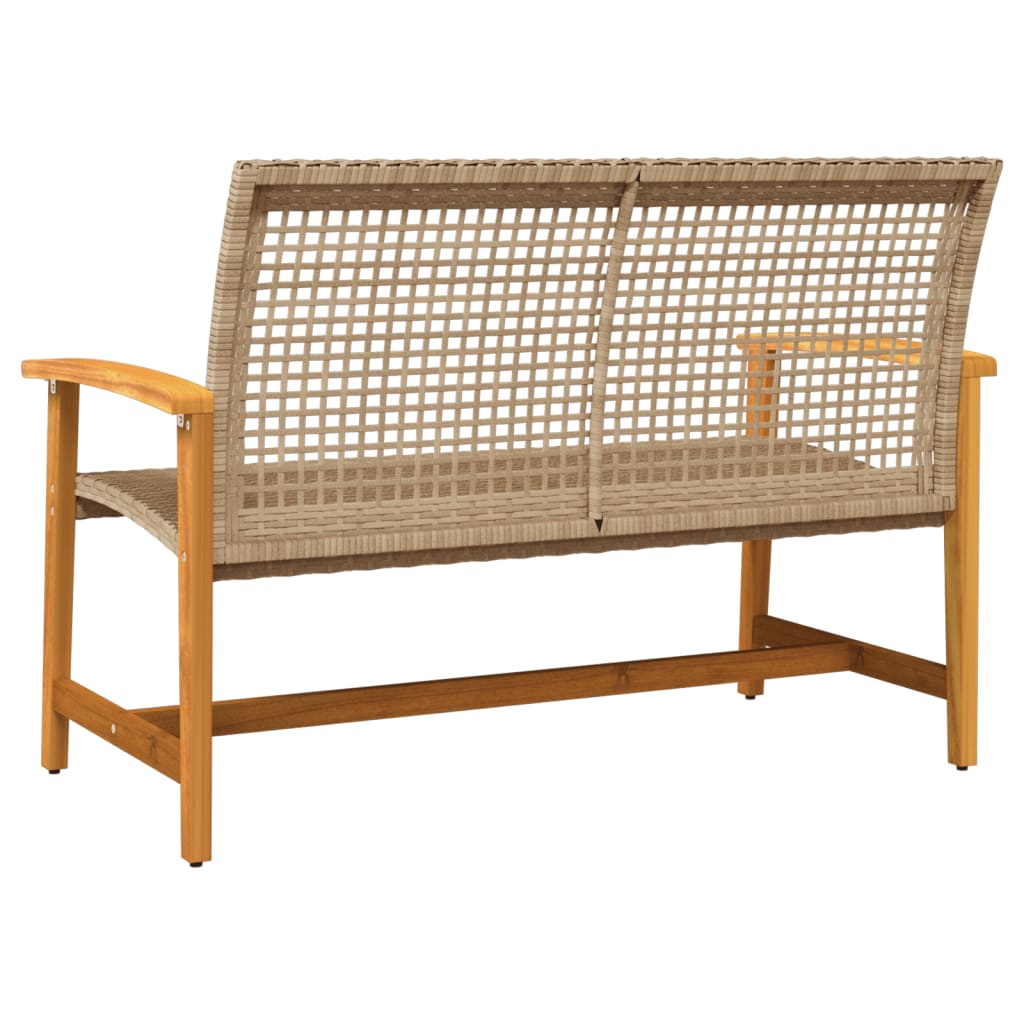 vidaXL Gartenbank Beige 112 cm Poly Rattan und Akazienholz