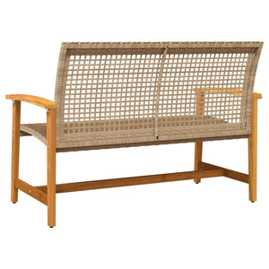 vidaXL Gartenbank Beige 112 cm Poly Rattan und Akazienholz