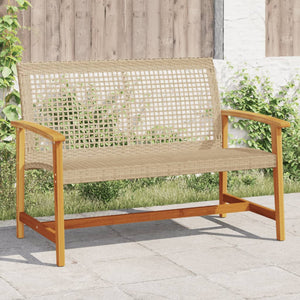 vidaXL Gartenbank Beige 112 cm Poly Rattan und Akazienholz