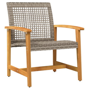 vidaXL 3-tlg. Bistro-Set Grau Poly Rattan und Akazienholz