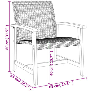 vidaXL 3-tlg. Bistro-Set Grau Poly Rattan und Akazienholz