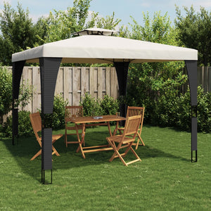 Pavillon mit Doppeldach Creme 2,98x2,98 m Stahl