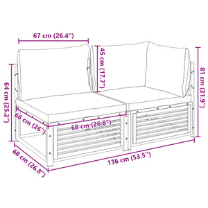 vidaXL Gartensofa mit Kissen 2-Sitzer Massivholz Akazie