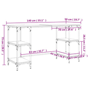 vidaXL Schreibtisch Braun Eichen-Optik 140x50x75 cm Metall