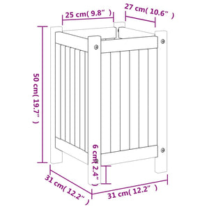 Pflanzkübel mit Einlage 31x31x50 cm Massivholz Akazie