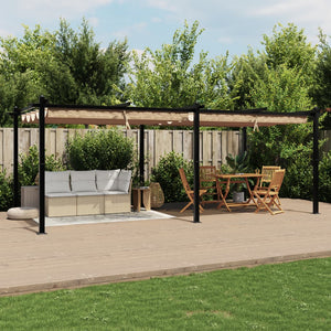 Gartenpavillon mit Ausziehbarem Dach Taupe 3x6 m Aluminium