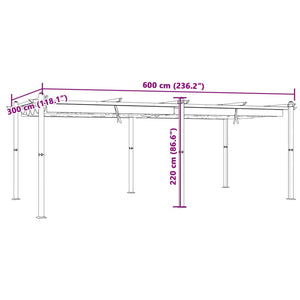 Gartenpavillon mit Ausziehbarem Dach Taupe 3x6 m Aluminium