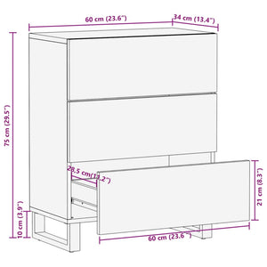 vidaXL Sideboard Braun 60x34x75 cm Massivholz Mango