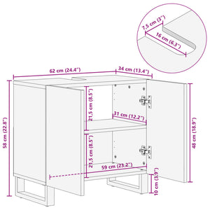 Waschbeckenunterschrank 62x34x58 cm Massivholz Mango