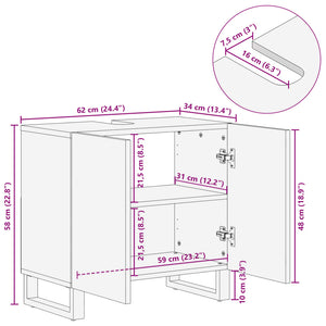 vidaXL Waschbeckenunterschrank 62x34x58 cm Massivholz Akazie