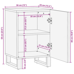 Badschrank 38x34x58 cm Raues Massivholz Mango