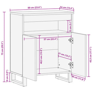 vidaXL Sideboard 60x34x75 cm Massivholz Akazie