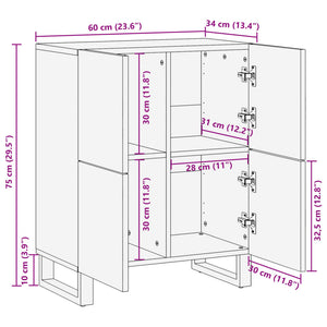 vidaXL Sideboard Braun 60x34x75 cm Massivholz Mango