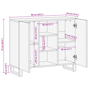 vidaXL Sideboard Braun 90x34x75 cm Massivholz Mango