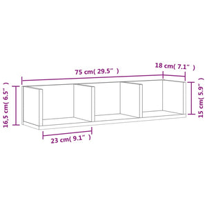 vidaXL Wandschrank Betongrau 75x18x16,5 cm Holzwerkstoff