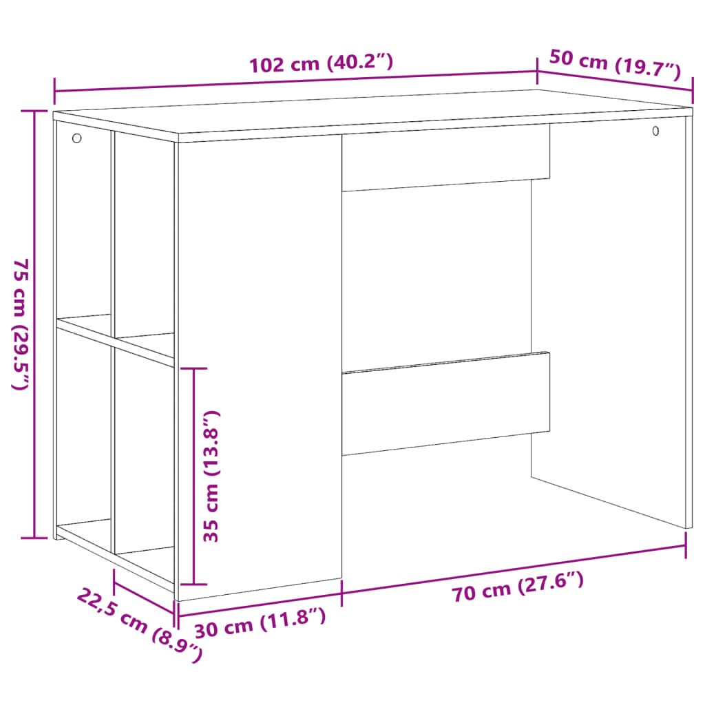 vidaXL Schreibtisch Betongrau 102x50x75 cm Holzwerkstoff