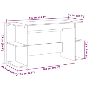 vidaXL Schreibtisch Weiß 140x50x75 cm Holzwerkstoff