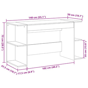 vidaXL Schreibtisch Sonoma-Eiche 140x50x75 cm Holzwerkstoff