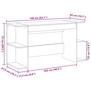 vidaXL Schreibtisch Braun Eichen-Optik 140x50x75 cm Holzwerkstoff